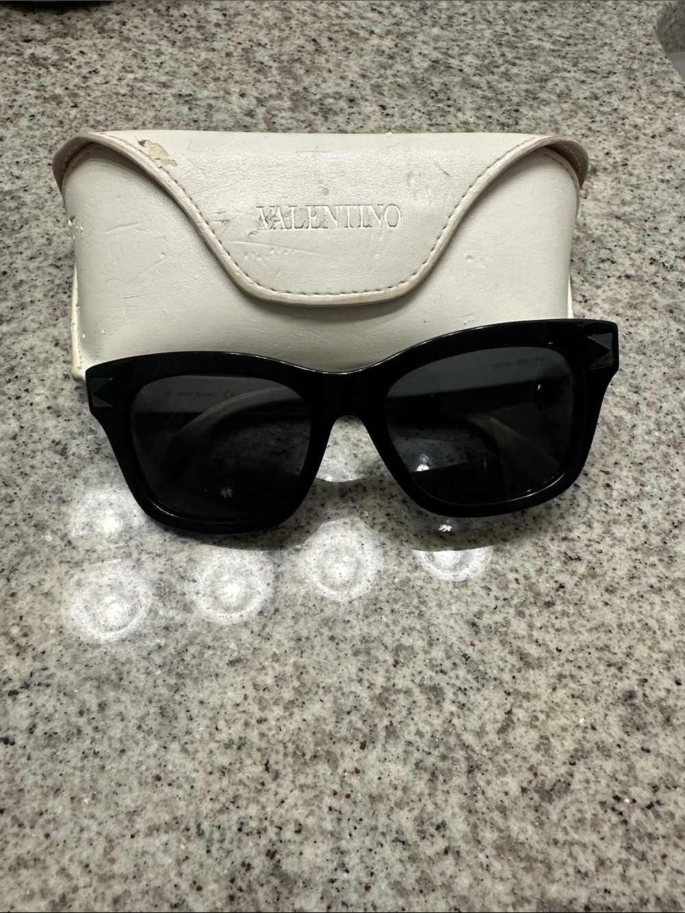 Valentino Black Cat-Eye Sunglasses with White Case